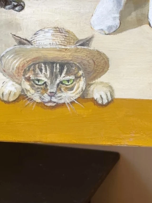 絵画　仔猫 ミニ額シリーズ ①大きなミルク皿 ②けんか #artwork #cat #ねこ